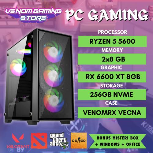 Jual PC Gaming | Ryzen 5 5600 | RX 6600 XT | 16GB RAM | 256GB NVME