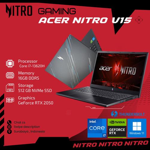 Acer Nitro V15 Core i7 gen 13 RAM16GB SSD 512GB NVIDIA GeForce RTX 2050  support WIFI6 THUNDERBOLT /Backlit Keyboard 15,6