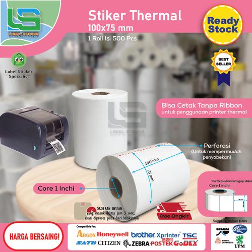 Jual STICKER LABEL BARCODE 100x75 mm DIRECT THERMAL 500 PCS - Jakarta ...