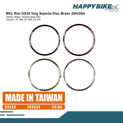 Red Rim 349 Promo MXL Rim Sepeda Lipat DX24 Velg Discbrake 16 349 20H/28H - Black ...