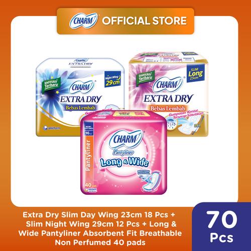 Promo Charm Pembalut Extra Dry Day & Night + Charm Long & Wide