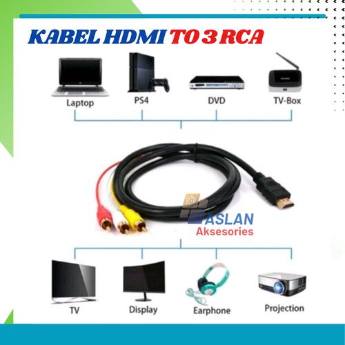 HDMI Male to RCA AV Cable Lead 1080P HD Convert Line For TV HDTV di Aslan  Aksesoris Tokopedia