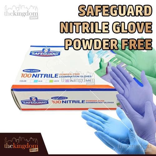 Jual Safeguard Nitrile Gloves /100 Sarung Tangan PF Powder Free
