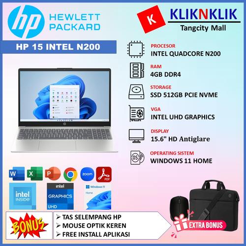 Jual Laptop Terbaru HP 15 Intel N200 4GB 512GB SSD UHD Graphics Win11