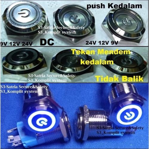 Jual Biru Tombol Metal Stainless Push On off Button saklar Switch LOGO ...