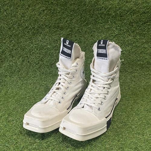 DRKSHDW Size 8 TURBODRK Ivory White Canvas Square Toe Lace-Up Sneakers