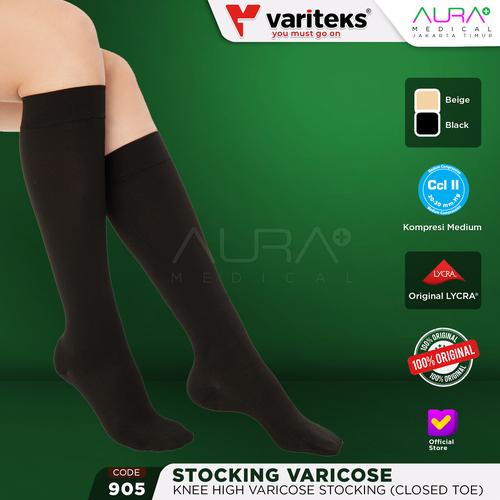 Jual Stocking Kesehatan Varises Knee High Closed Toe CCL 2 Variteks 905