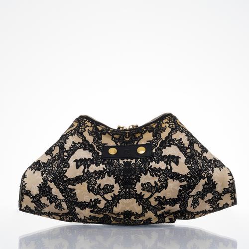 Pochette Alexander McQueen De Manta - Soie Imprimée Libellules Beige - Neuve Avec étiquettes