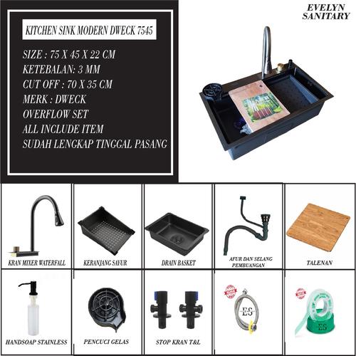 Promo kitchen sink 7545 modern black 1 lubang new design stainless