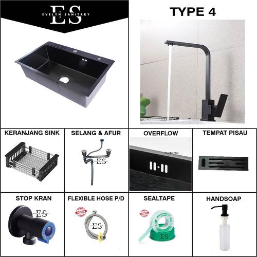 Promo kitchen sink 7545 modern black 1 lubang new design stainless