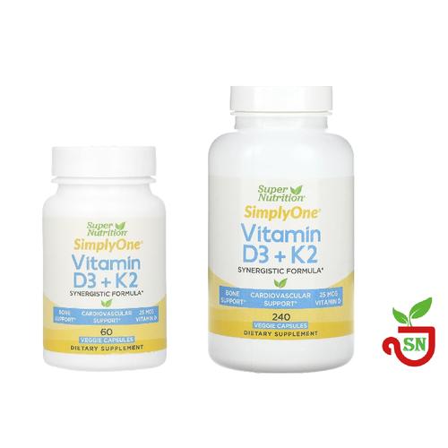 Jual Super Nutrition, Vitamin D3 + K2, 60 Veggie Capsules, Brain Fog