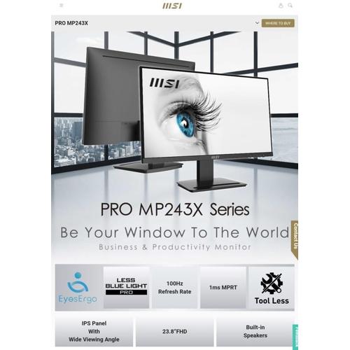 Jual Monitor LED MSI PRO MP243X 24Inch/IPS 1080p/Full HD 100hz 1 JUTAAN Kota Probolinggo AMD