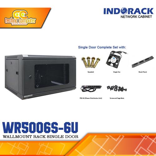 Jual INDORACK WR5006S-6U - Wallmount Rack 6U Depth 500mm Glass Door ...