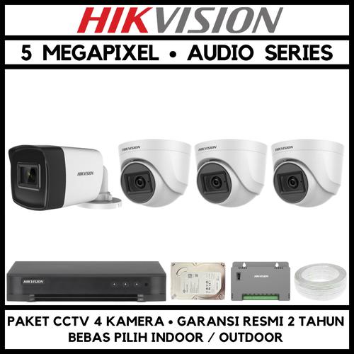Promo PAKET CCTV HIKVISION 4 CHANNEL 4 KAMERA TURBO HD 5MP KABEL PER