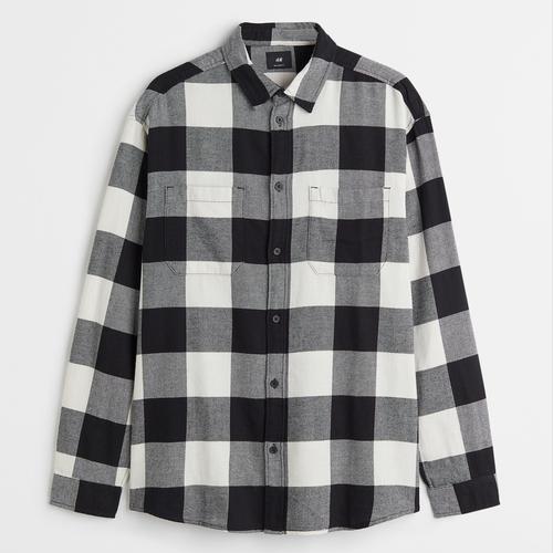 H&M Relaxed Fit Flannel Shirt White/Red/Purple Purple/Black, L di  Duplove Tokopedia