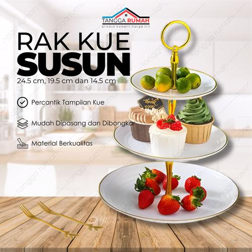 Jual Tatakan Rak Kue Roti Cemilan Susun 3 Tingkat Plate Cake Stand ...
