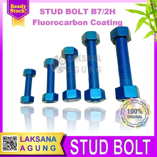 Jual Stud Bolt B7/2H Fluorocarbon Ptfe 7/8" x 155mm Fluoropolymer Jakarta Barat LAKSANA
