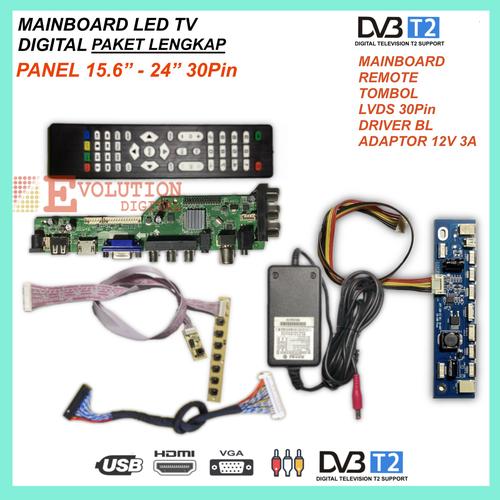 Jual Universal LED TV Board Paket Lengkap Panel LED 15 6" 24" Kab. Banyumas Evolution
