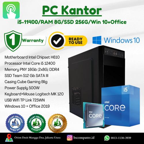 Jual Komputer Rakitan Intel Core i5-12400/RAM 16G/SSD 512G/W10 - PC ...
