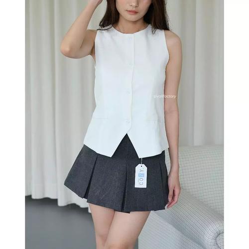 Atasan Rompi Promo CALLIE VEST - Atasan Rompi Wanita Sleeveless - Vest Basic Tanpa ...