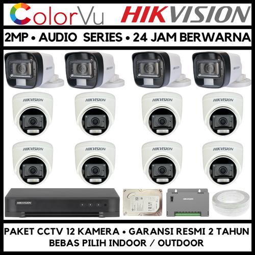 Promo Paket CCTV Hikvision Colorvu 2MP 16 Channel 12 Kamera Turbo HD ...