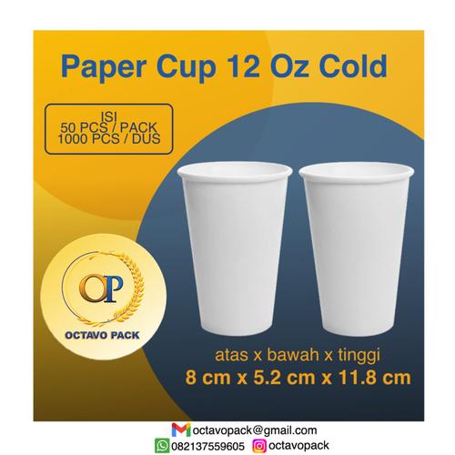 Jual Paper Cup 12 Oz Cold Polos / Gelas Kertas Minuman Dingin 12 Oz ...