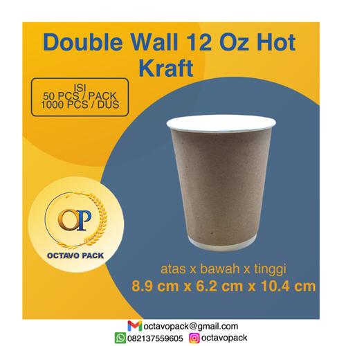 Jual Paper Cup 12 Oz Double Wall Kraft / Brown Paper Hot Cup / Double ...