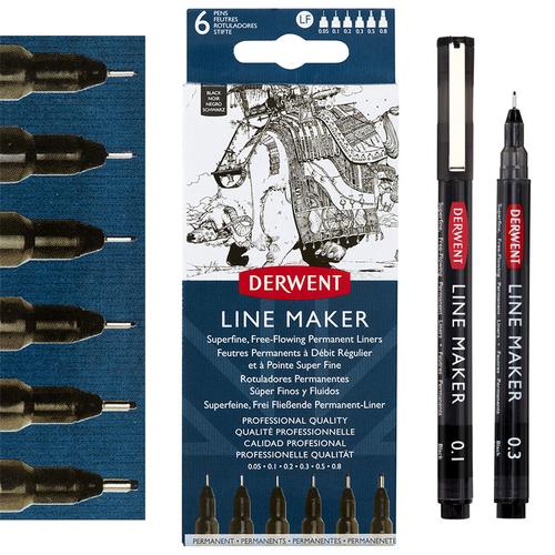Derwent Black Line Maker Pens, Set Of 3, Fine Liners, Mixed Nib Size, Fast-Drying Ink, Ideal For Sketching, Writing, Illustrating And Colouring - View #11