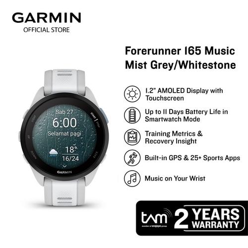 超美品ガーミン Forerunner 165 Music White Gray（Garmin Forerunner 