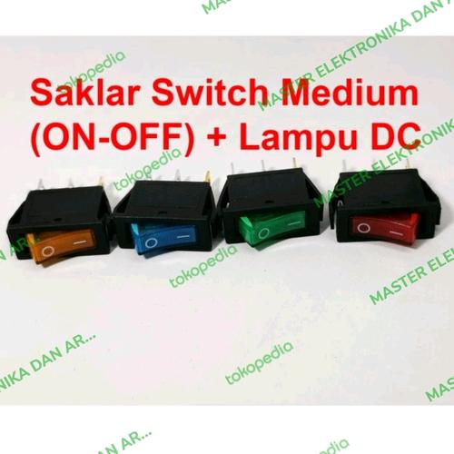Jual saklar switch swit on off gepeng medium lampu dc 12v 12 volt biru ...