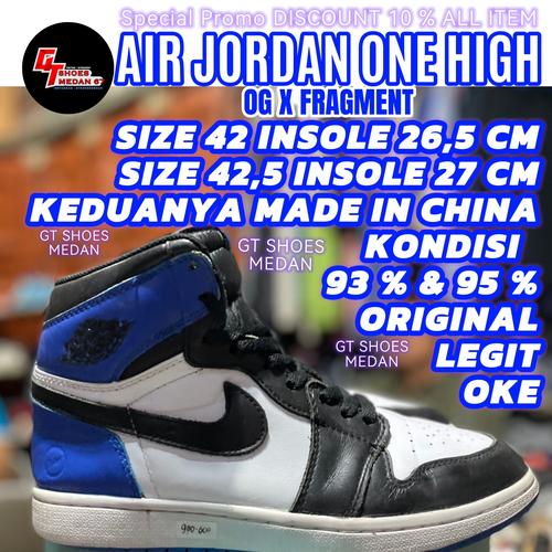 Nike Air Jordan One High x Fragment size 42/26,5 42,5/27 cm by China  di Gt Shoes Medan Tokopedia