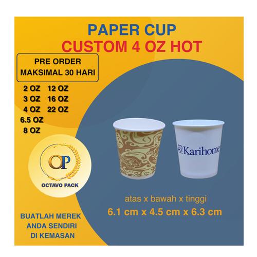 Jual Paper Cup 4 Oz Hot Custom Printing / Paper Cup 4 Oz Hot Custom ...