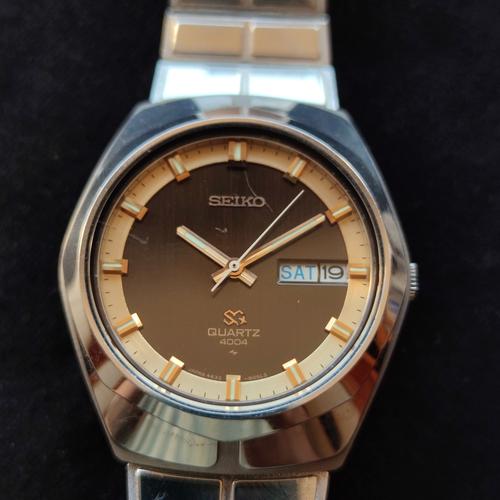 Montre Seiko SQ 4004 Vintage - Cadran Bleu, Bracelet D'origine, état Correct