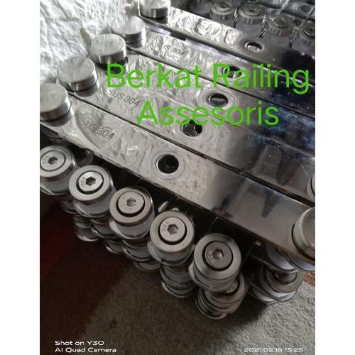 Jual SAYAP TIANG RAILING HOLLOW /PLAT RAILING KACA DOUBLE 304 SETT BAUT ...