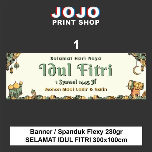 Jual Spanduk / Banner SELAMAT HARI RAYA IDUL FITRI LEBARAN 3x1m FREE