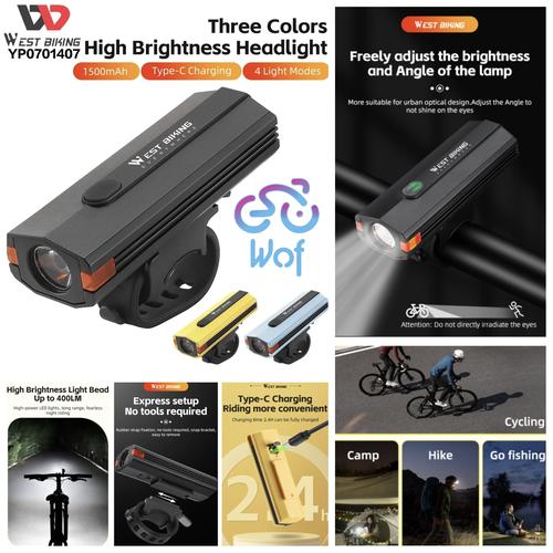 Jual WEST BIKING 407 Lampu Depan Sepeda 400LM UsbC Bike Front Light