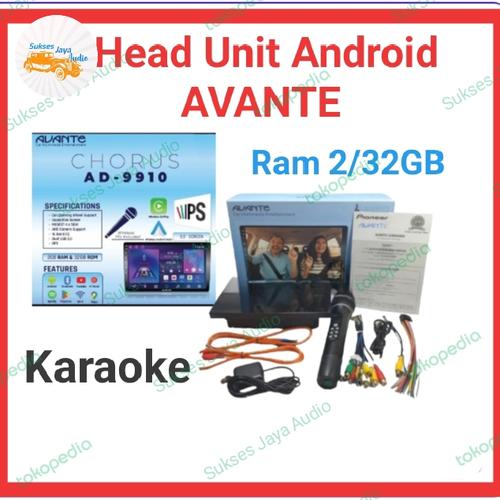 Jual Head Unit Android Avante 9" AD 9910 By Pionner with Mix karaoke Mobil Kota Bekasi