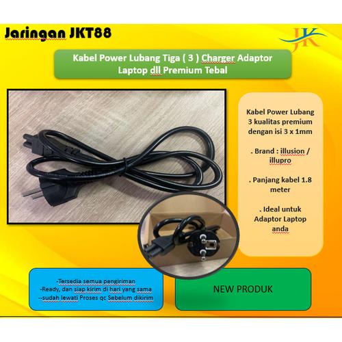 Jual Kabel Power Lubang Tiga ( 3 ) Charger Adaptor Laptop dll Premium ...