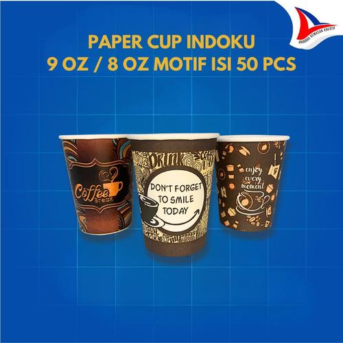 Promo Paper Cup Indoku 8 Oz / 9 Oz Motif / Gelas Kertas Kopi isi 50 Pcs ...
