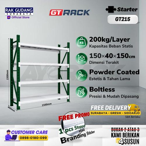Promo RAK GUDANG BESI GT RACK GT215 1.5 METER 4 SUSUN LEBAR 40CM P 1.5 ...