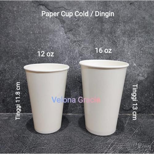 Jual Paper Cup 12 oz Cold isi 50 pcs Putih Polos DENGAN TUTUP Gelas ...