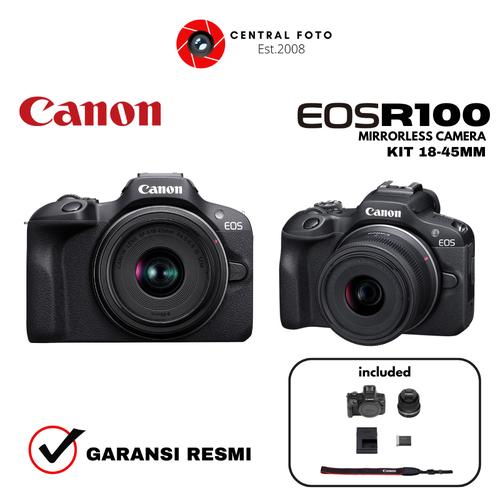 Camera Canon EOS R100 Kit 18-45mm IS STM R 100 18-45 mm IS STM GARANSI  RESMI di Central Foto Tokopedia