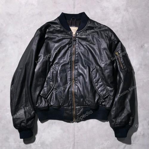 美品 90's オールレザー 短丈 MA-1 ボンバージャケット 90s ma-1 short leather bomber jacket