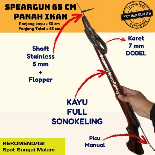 Jual Speargun Spearfishing Tombak Panah Ikan Manual Sungai Malam 65 cm
