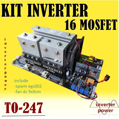 Jual KIT INVERTER PSW EGS002 model TO247 16 MOSFET HEATSINK BESAR