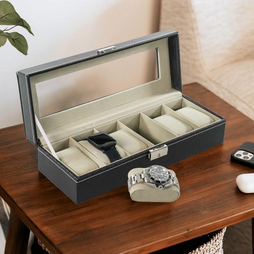 Jual Tempat Penyimpanan Display Kotak Box Koleksi Jam Tangan Isi 6