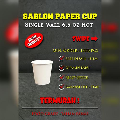Jual Sablon Paper Hot Cup / Gelas Kertas 6.5 oz | Sablon 1 Warna ...