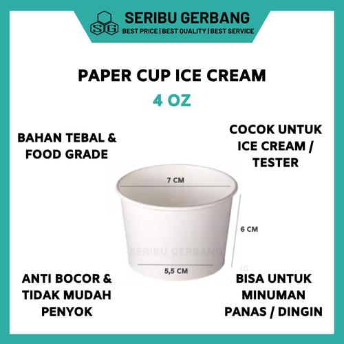 Jual 50PC PAPER CUP ICE CREAM 4 OZ GELAS KERTAS ES KRIM 4OZ DPE 120ML ...