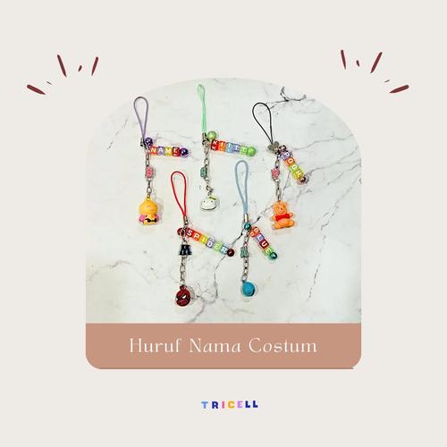 Jual KEY CHAIN/TALI MANIK CUSTOM NAMA DADU INISIAL HURUF INISIAL ...