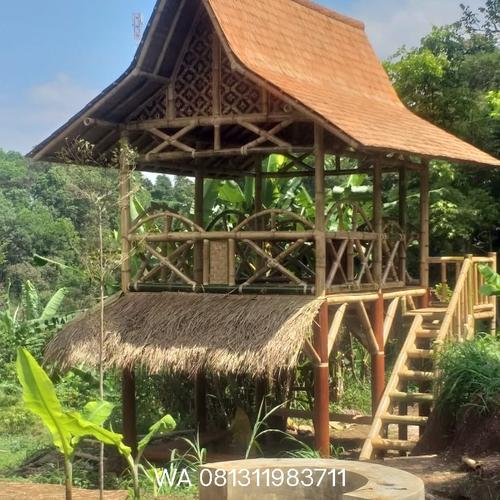 Jual pengarajin saung/gazebo bambu atap sirap harga permeter